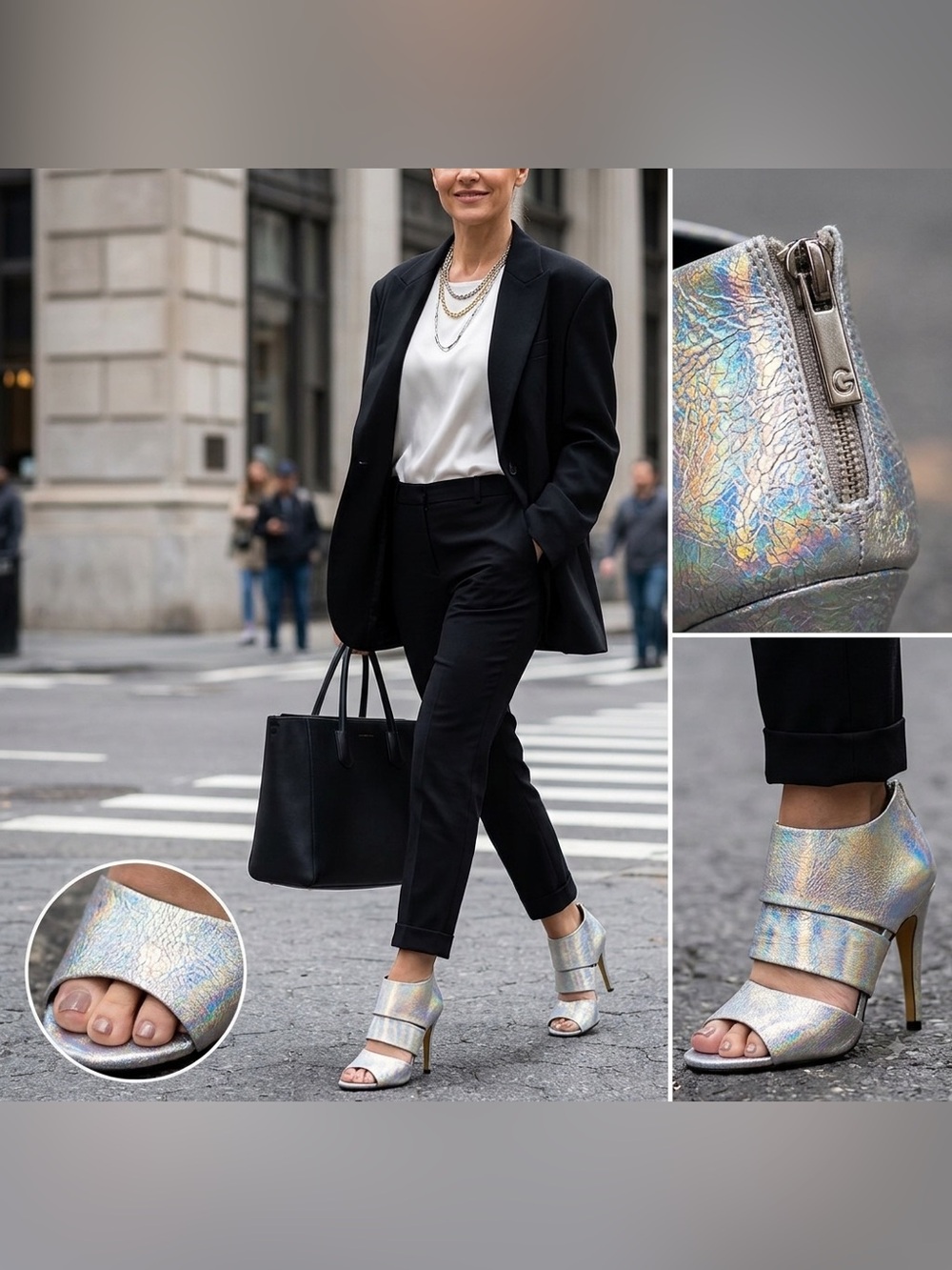 Michael Antonio Shimmering Gold Peep Toe Heels